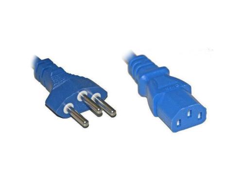 Netzkabel 250V/10A: 0.5 Meter Blau T12 Netzstecker und C13 Buchse