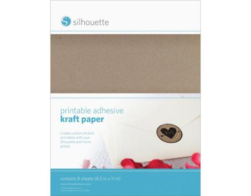 Silhouette Bedruckbares Kraftpapier Set mit 8 Stck, selbstklebende Rckseite