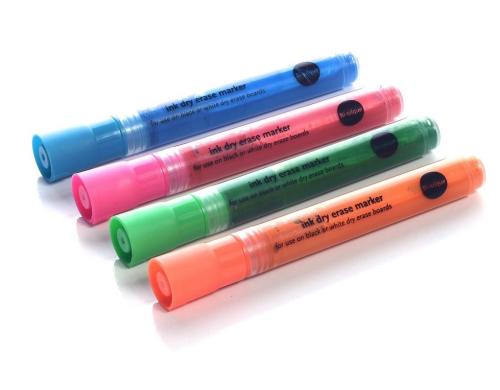 Bi-Office Glassboard-Marker Set blue, green, orange, pink fluorescent