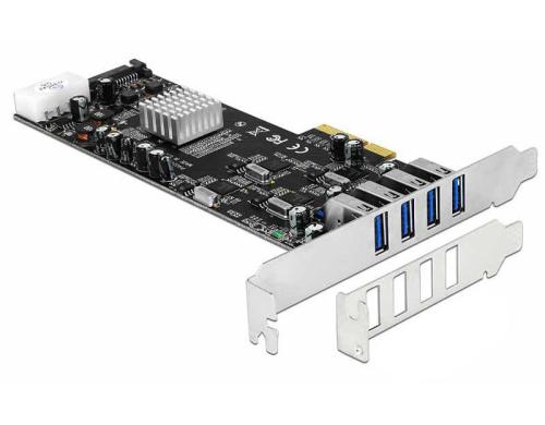 Delock 89365 PCI Express 4x USB 3.0 Quad Channel, inkl. Low Profile Blende