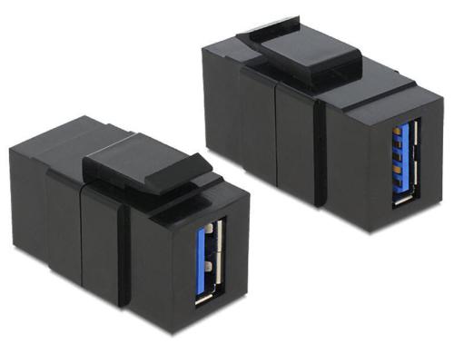 Delock Keystone Jack: USB3.0 Buchse-Buchse, schwarz