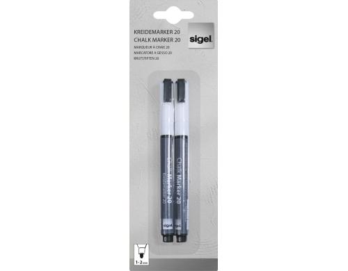 Sigel Kreidemarker 20 weiss 2erPack Rundspitze 1-2mm