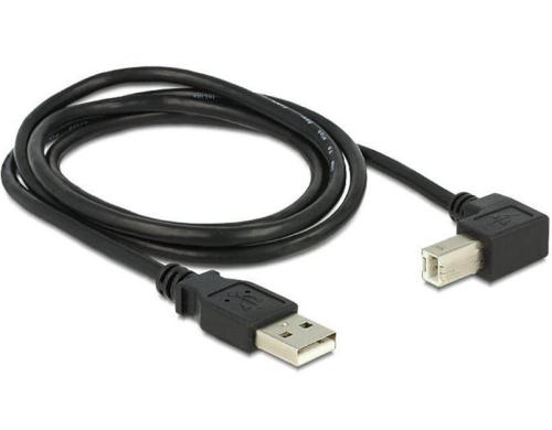 USB2.0-Kabel A-B: 1m, schwarz USB-B Seite 90gewinkelt