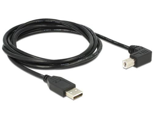 USB2.0-Kabel A-B: 2m, schwarz USB-B Seite 90gewinkelt