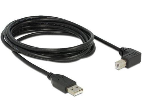 USB2.0-Kabel A-B: 3m, schwarz USB-B Seite 90gewinkelt