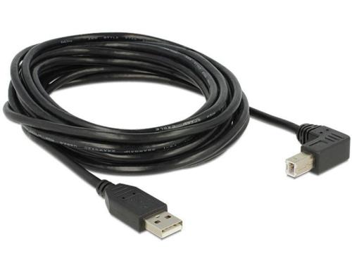 USB2.0-Kabel A-B: 5m, schwarz USB-B Seite 90gewinkelt