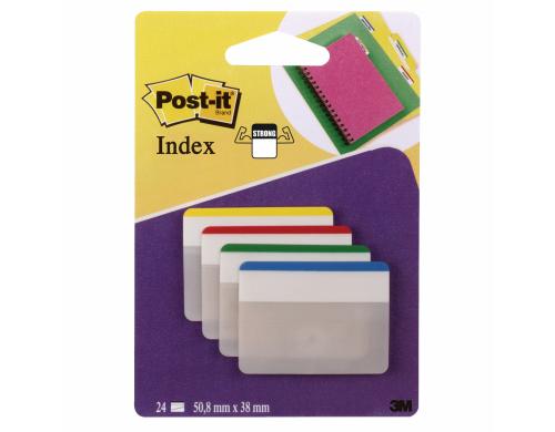 3M Post-it Index Strong flach, 4x6 Tabs blau, gelb, grn, rot