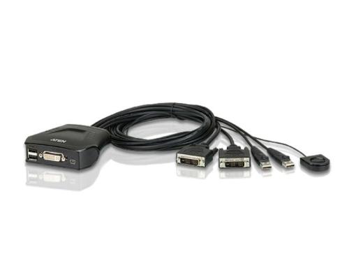 Aten CS22D: USB DVI KVM Switch, 2Port USB 2.0, eingebaute Universalkabel, 2x 0.9m