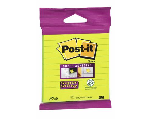 3M Post-it Super Sticky Blister grn 1 Block  70 Blatt ,100x100mm, liniert