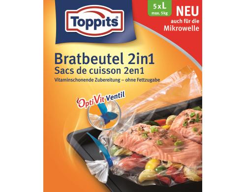 Toppits Bratbeutel 2 in 1 Grsse L, 37 x 43 cm, Inhalt: 5 Stk.