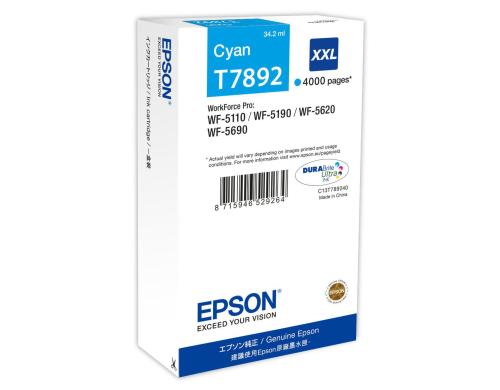 Tinte Epson T789240 XXL, cyan, 4000 S. WorkForce Pro WF-5620DWF