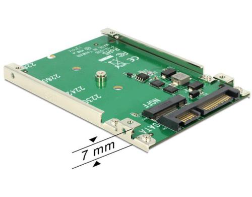 Delock M.2 zu SATA Adapter, inkl. 2.5 7mm Betrieb von M.2 SATA Key-B SSD an 2.5 SATA