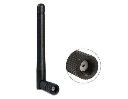 Delock WLAN Antenne, 2dBi, mit Kippgelenk RP-SMA Dualband 2.4 Ghz und 5Ghz, 10.8cm