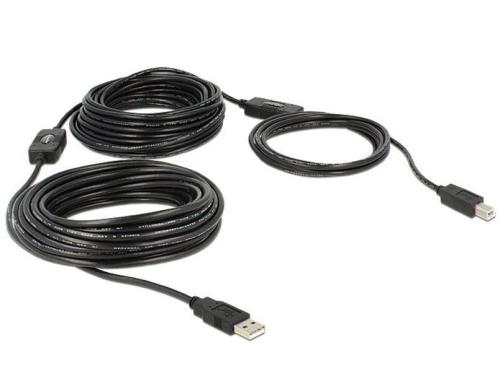 USB Kabel Typ A-B,  20m, schwarz aktiv verstrkt, braucht kein Netzteil