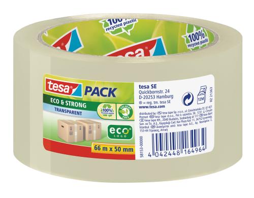 Tesa Paketband eco&strong transparent, 66m x 50mm