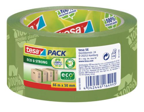 Tesapack eco&strong Paketband, grn bedruckt, 66m x 50mm