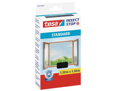 tesa Insect Stop Fliegengitter Standard Fenster, 1.3m x 1.5m