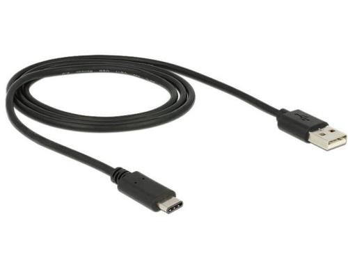 USB2.0-Kabel A-TypC: 1m, schwarz max. 480Mbps, Typ-C