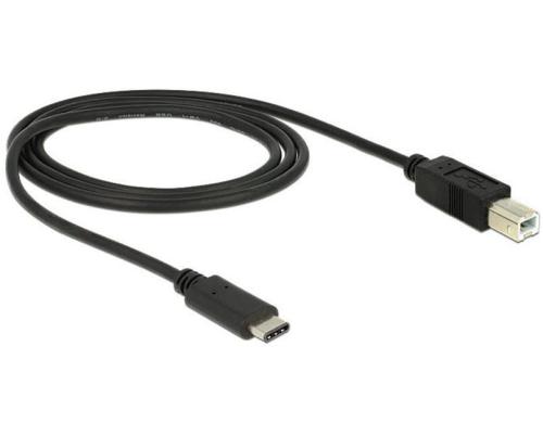 USB2.0-Kabel TypC-B: 1m, schwarz max. 480Mbps, Typ-C, fr Druckeranschluss