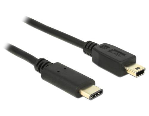 USB2.0-Kabel TypC-MiniB: 1m, schwarz max. 480Mbps, Typ-C, fr Mini-B Endgert