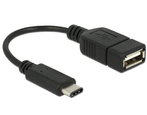 USB2.0-Adapterkabel A-C, 15cm, schwarz max. 480Mbps, A-Buchse - Typ-C Stecker