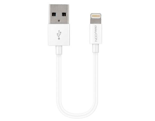 DeleyCON Lightning-USB Kabel 15cm, weiss Apple MFI zertifiziert und lizenziert