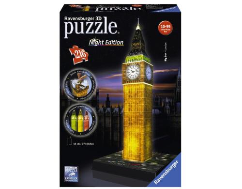 Ravensburger Puzzle Big Ben bei Nacht Puzzleteile: 216, Alter: 10+