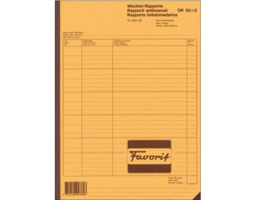 Favorit Wochenrapport 50 x 2 Blatt, A4 weiss/weiss