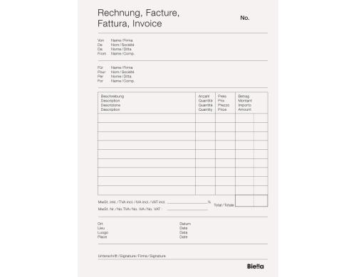 Biella Durchschreibeblock Copy Block, A5 Rechnung, Druck 2. Blatt: grn