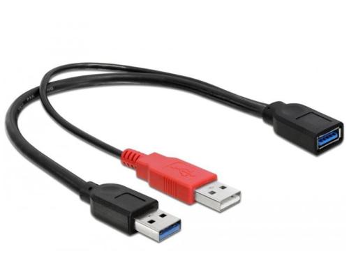 USB3.0 Y-Kabel Typ 2xA auf 1x A Buchse,30cm zur erweiterten Stromversorgung