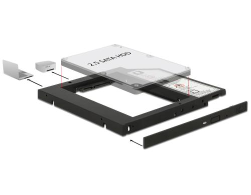 Delock Einbaurahmen fr 1 x 2.5HDD/SDD passend fr Slim 5.25 DVD-Slot