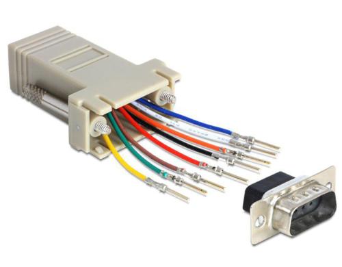 RJ-45 Buchse zu RS232 Stecker Montagesatz inkl. Anleitung, Pins individuell schaltbar