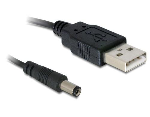 USB2.0-Stromkabel A-5VOLT, 1m, schwarz Hohlstecker 5.5mm/2.1mm gerade