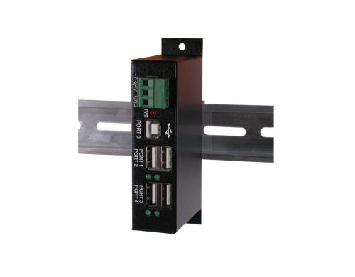 exSys EX-1163HM, 4x USB 2.0, Metall, fr Trgerschiene inkl. DIN-RAIL Kit