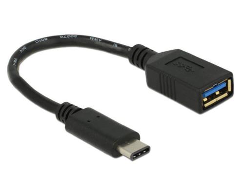 Delock USB3.1 Adapter A-Buchse-TypC Stecker 0.15m, 5Gbps, Gen1, schwarz