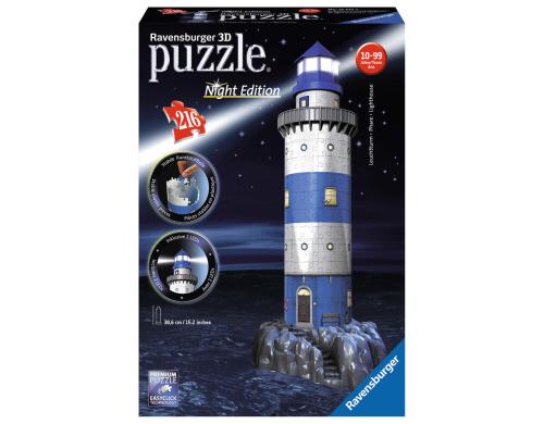 Leuchtturm bei Nacht 3D Puzzle-Bauwerke