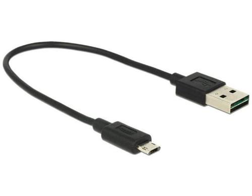 USB2.0-Kabel Easy A-MicroB: 0.2m, schwarz Beide Stecker beidseitig einsteckbar