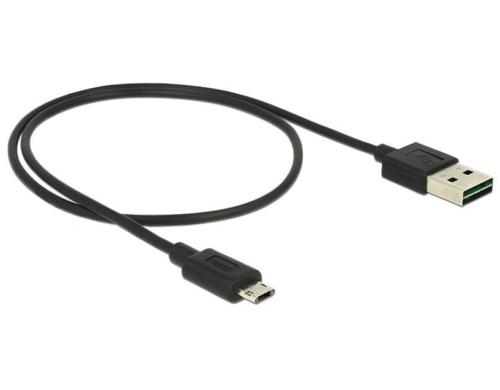 USB2.0-Kabel Easy A-MicroB: 0.5m, schwarz Beide Stecker beidseitig einsteckbar