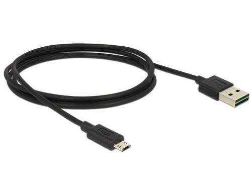 USB2.0-Kabel Easy A-MicroB: 1m, schwarz Beide Stecker beidseitig einsteckbar