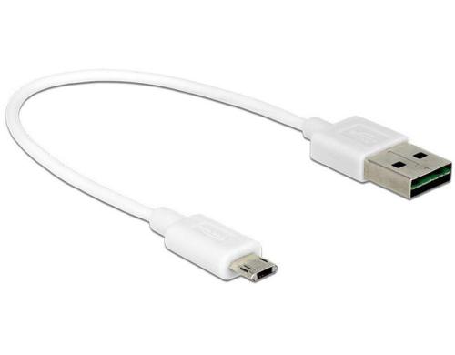 USB2.0-Kabel Easy A-MicroB: 0.2m, weiss Beide Stecker beidseitig einsteckbar