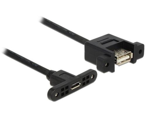 USB2.0-Kabel A-MicroB: 1m, zum Einbau Buchse-Buchse, mit Schrauben