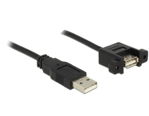 USB2.0-Kabel A-A: 1m, zum einseitig Einbau Stecker-Buchse, mit Schrauben