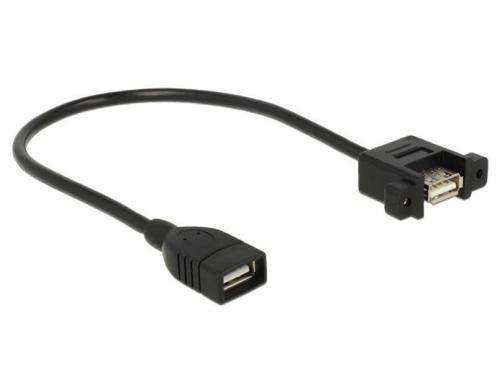 USB2.0-Kabel A-A: 25cm,zum einseitig Einbau Buchse-Buchse, mit Schrauben