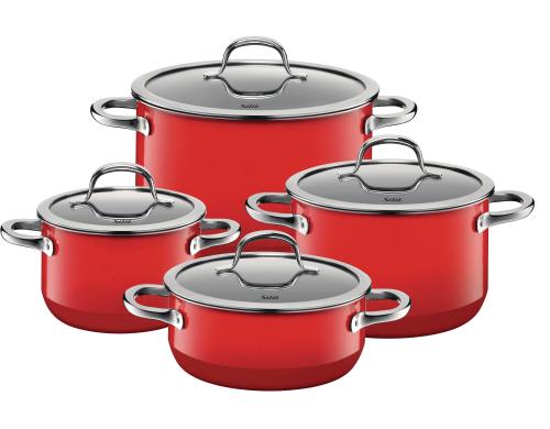 Silit Topf-Set 4-teilig Passion Red 1 Bratentopf, 3 Fleischtpfe