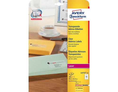 Avery Zweckform Etiketten A4, 99.1 x 42.3mm Polyester, Packung zu 25 Blatt