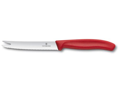 Victorinox Classic Kse- und Wurstmesser mit Wellenschliff, 11cm, rot