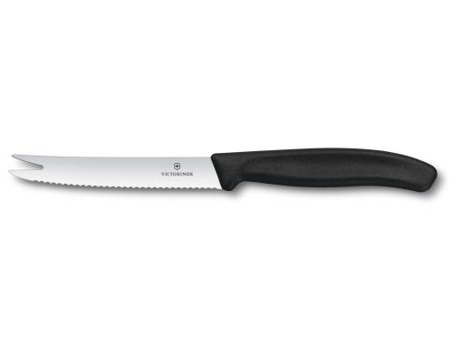 Victorinox Classic Kse- und Wurstmesser mit Wellenschliff, 11cm, schwarz