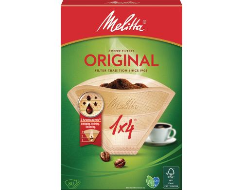 Melitta Filtertte Original Gr.1x 4 80 Stck, ungebleicht/naturbraun