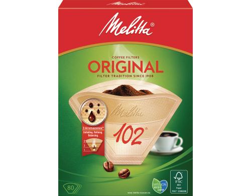 Melitta Filtertte Original Gr.102 80 Stck, ungebleicht/naturbraun