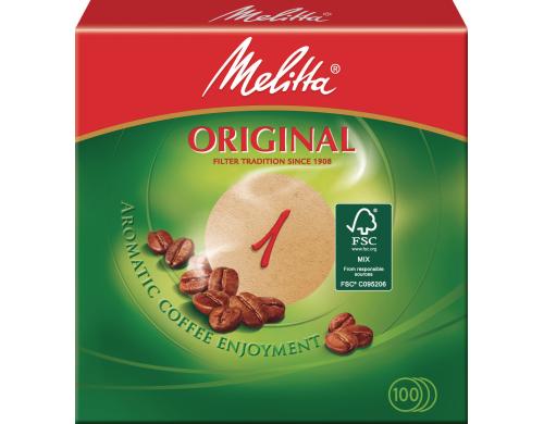 Melitta Rundfilterpapier Nr. 1  94 mm 100 Stck, ungebleicht/naturbraun